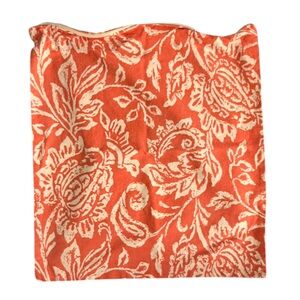 TWO Orange and White Square Pillowcases